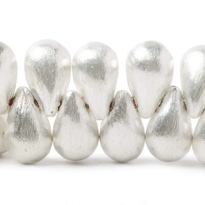 12x7mm Silver plated Brushed Tear Drop Beads 8 inch 50 pcs Beadsofcambaycom Earrings