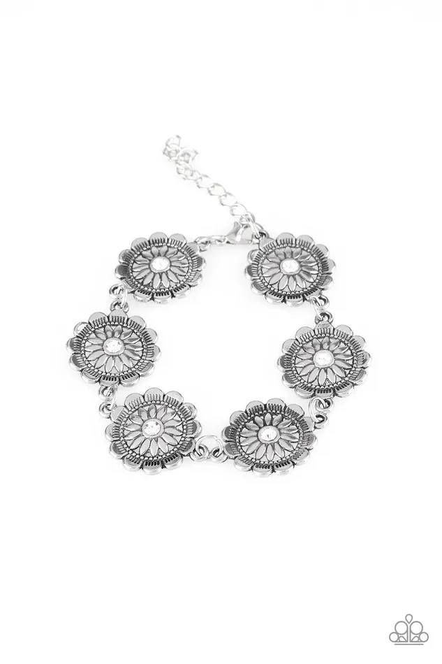 Bracelets Funky Flower Child White Bracelet Jewelry by Bretta Paparazzi Accessories