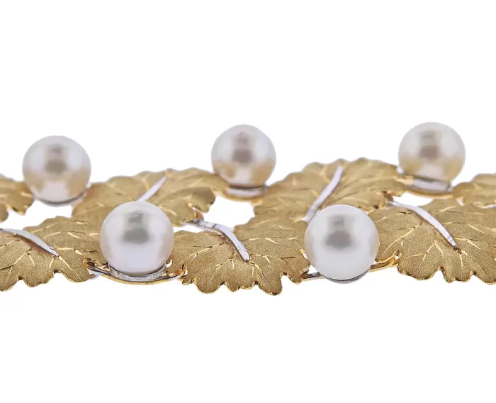 Buccellati Pearl Gold Leaf Bracelet Buccellati Bracelets