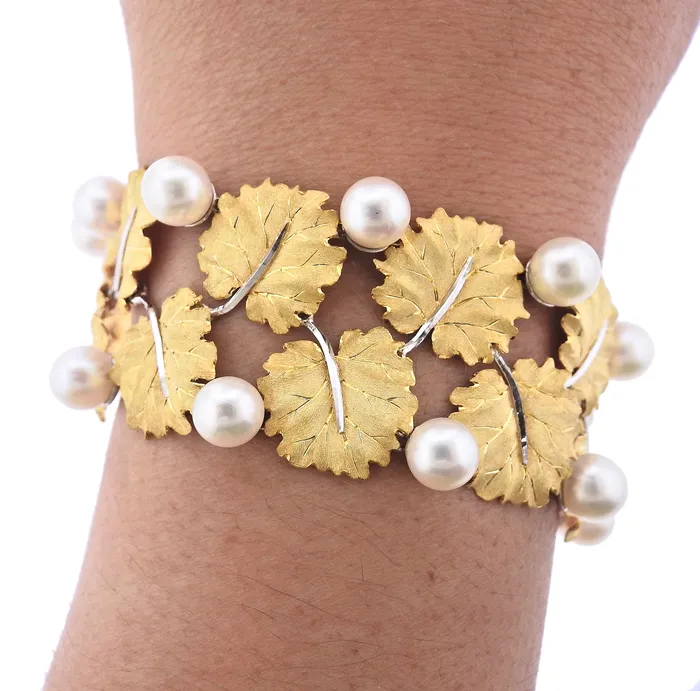 Buccellati Pearl Gold Leaf Bracelet Buccellati Bracelets