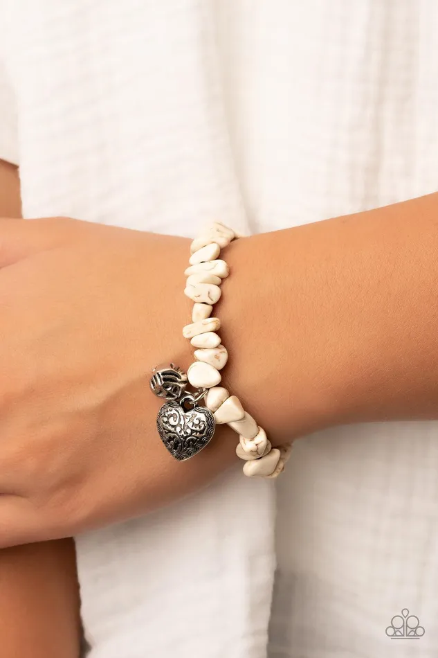 Love You to Pieces White Bracelet Jewelry by Bretta Paparazzi Accessories Bracelets