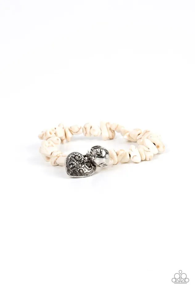 Love You to Pieces White Bracelet Jewelry by Bretta Paparazzi Accessories Bracelets
