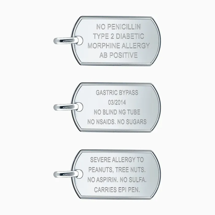 Mens Sterling Silver Raised Edge Medical Alert Star of Life Dog Tag Large Engravable Sandy Steven Engravers Rings