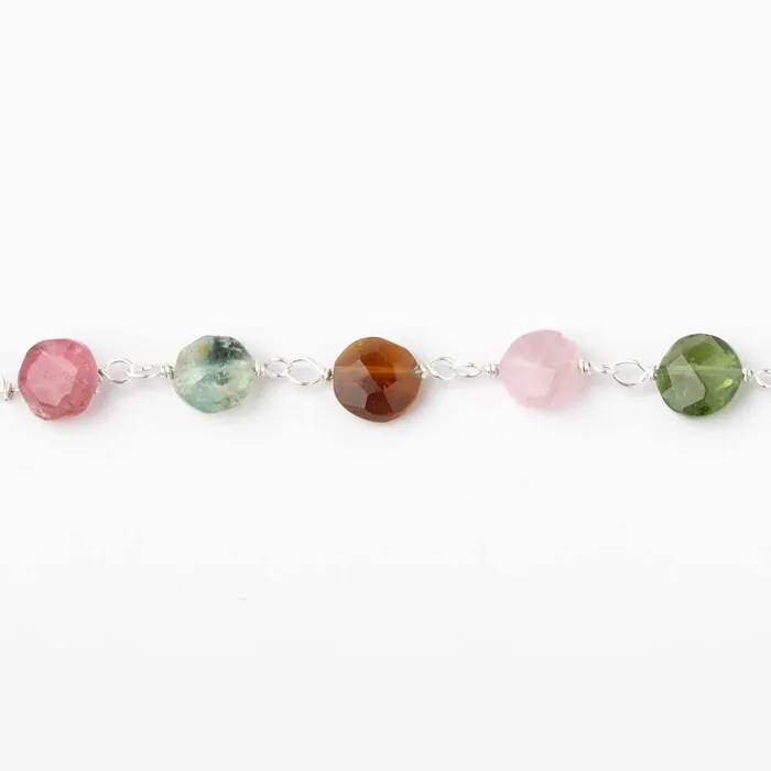 Necklaces Beadsofcambaycom 5mm Multi Color Tourmaline Faceted Coins on Sterling Silver Chain Necklaces Beadsofcambaycom 5mm Multi Color Tourmaline Faceted Coins on Sterling Silver Chain