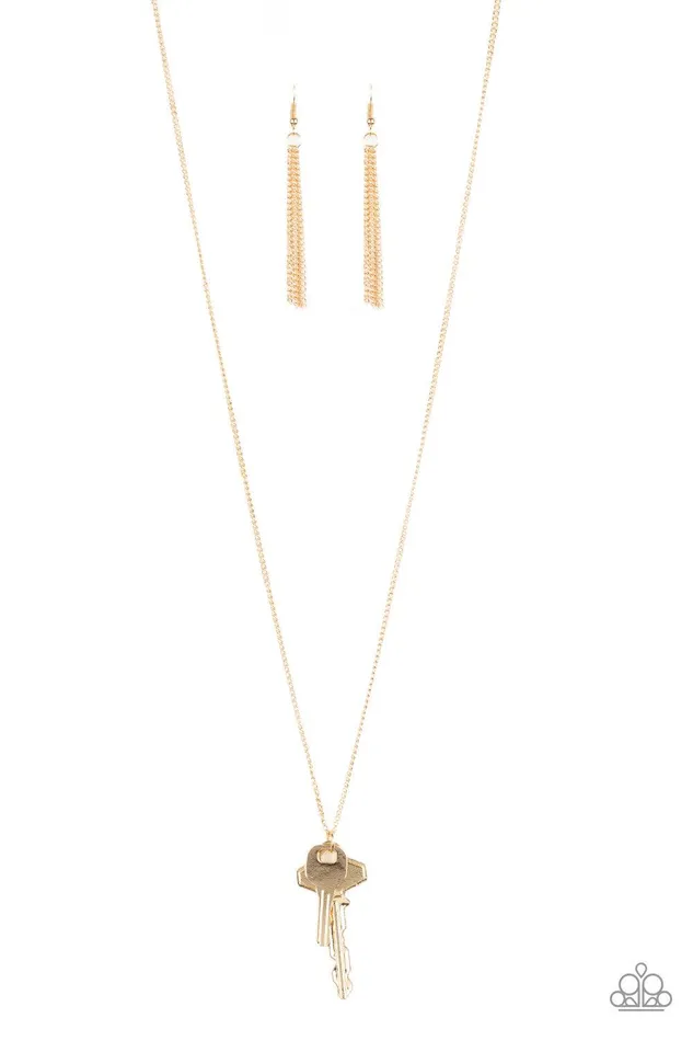 Necklaces Paparazzi Accessories The Keynoter Gold Necklace Jewelry by Bretta