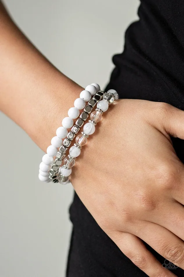 Paparazzi Accessories Bracelets Globetrotter Glam White Bracelet Jewelry by Bretta Paparazzi Accessories Bracelets Globetrotter Glam White Bracelet Jewelry by Bretta