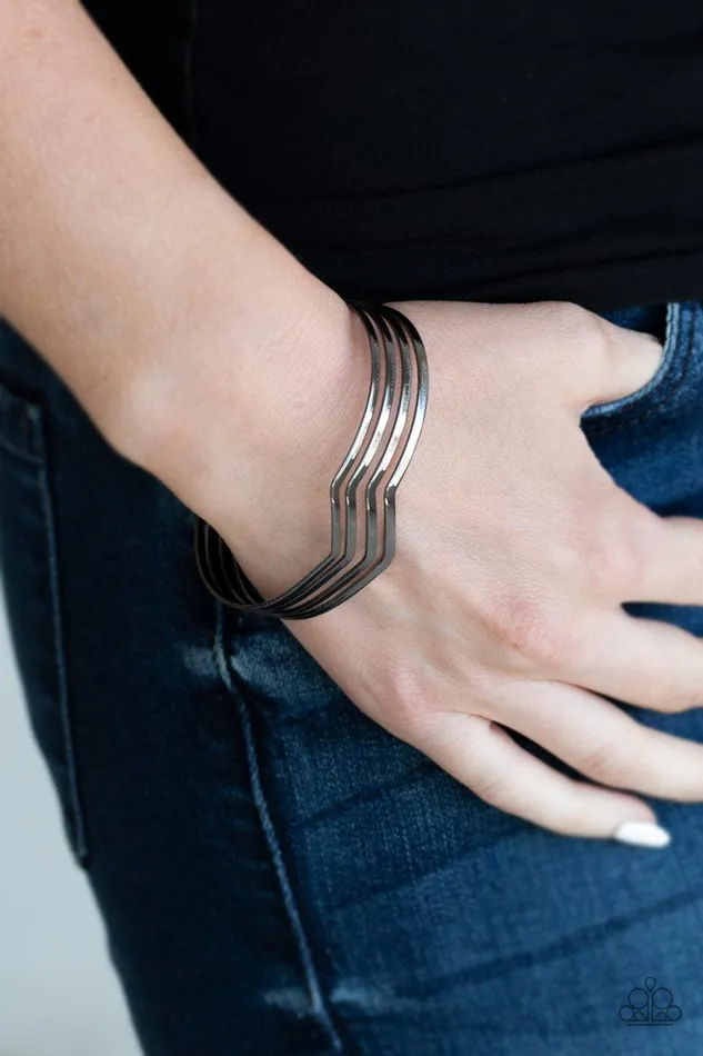 Paparazzi Accessories Bracelets Waverunner Black Cuff Bracelet Jewelry by Bretta Paparazzi Accessories Bracelets Waverunner Black Cuff Bracelet Jewelry by Bretta