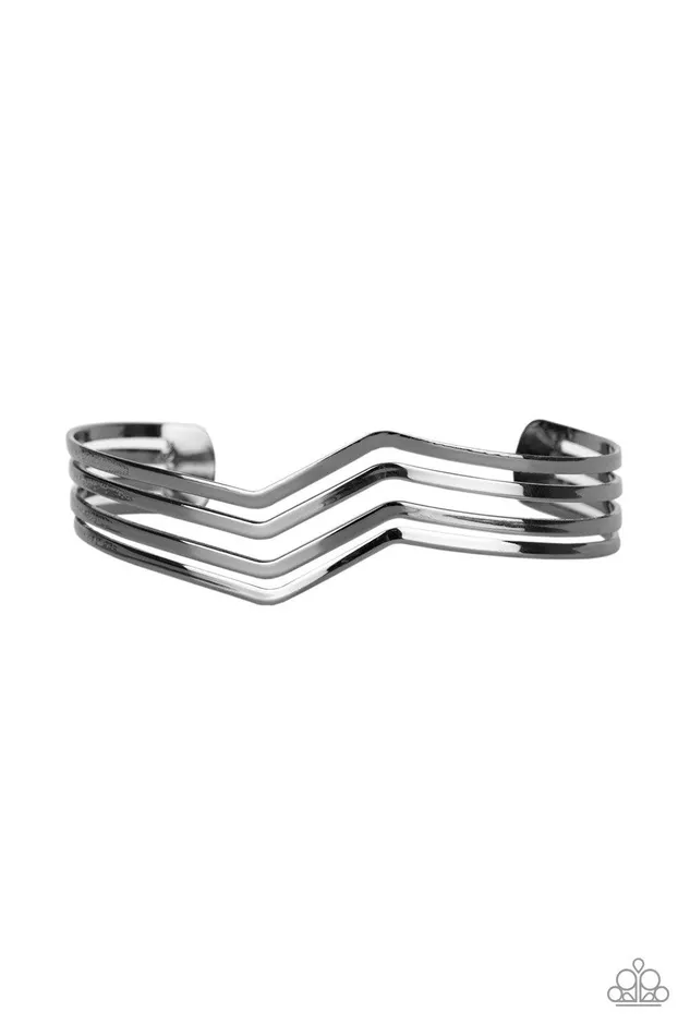 Paparazzi Accessories Bracelets Waverunner Black Cuff Bracelet Jewelry by Bretta