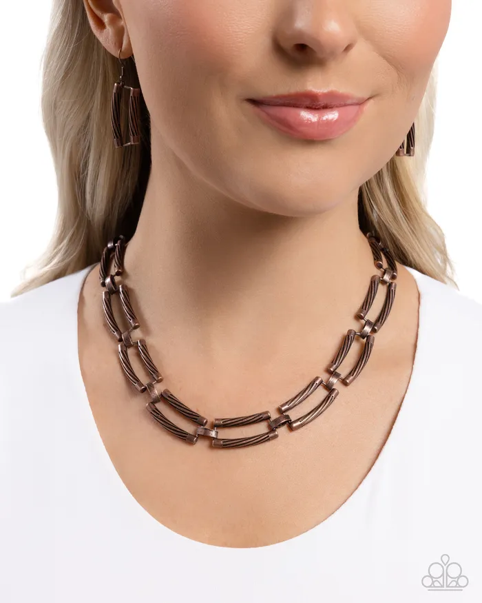 Paparazzi Accessories Necklaces Technical Texture Copper Necklace Jewelry by Bretta