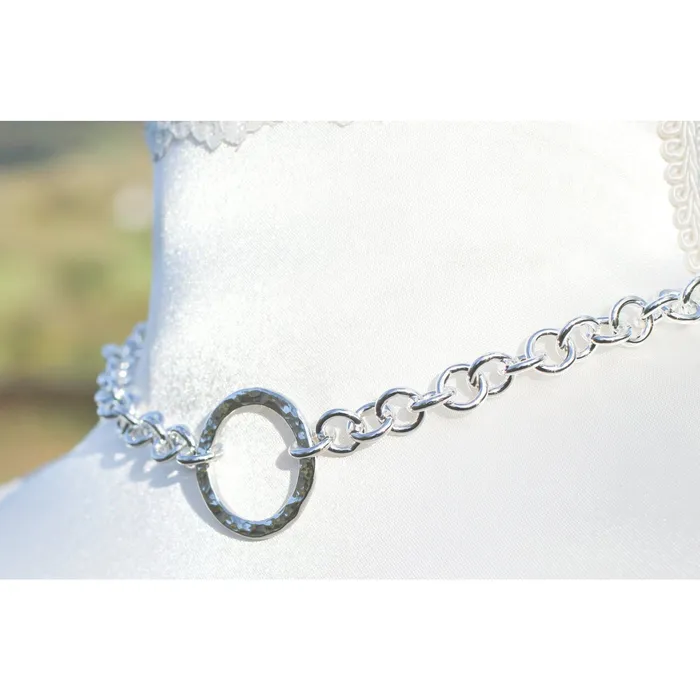 Rings Sterling Silver BDSM Style Day Collar Heavy Chain Classic O Ring chain BDSM collar Chunky Hammered O ring Handmade BDSM Collar Erosmoon