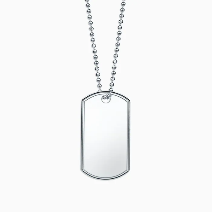Sandy Steven Engravers Engravable Mens RaisedEdge Sterling Silver Dog Tag Slider Necklace with Ball Chain Large Necklaces