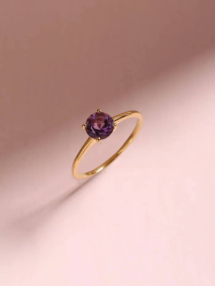 075 Ct Amethyst Solid 10k Yellow Gold Solitaire Ring Jewelry YoTreasure Rings 075 Ct Amethyst Solid 10k Yellow Gold Solitaire Ring Jewelry YoTreasure Rings