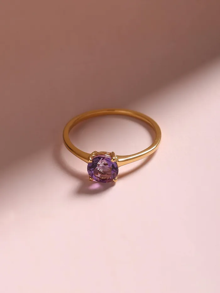 075 Ct Amethyst Solid 10k Yellow Gold Solitaire Ring Jewelry YoTreasure Rings 075 Ct Amethyst Solid 10k Yellow Gold Solitaire Ring Jewelry YoTreasure Rings