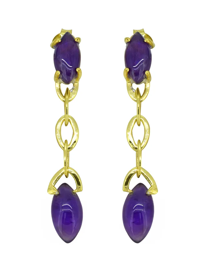 14k Gold Over Silver Frosted Light Amethyst Drop Earrings YoTreasure Earrings