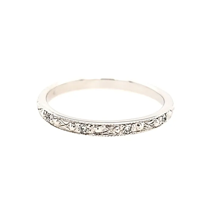 14k White Gold Diamond Etched Filigree Band I5769 PeJay Rings