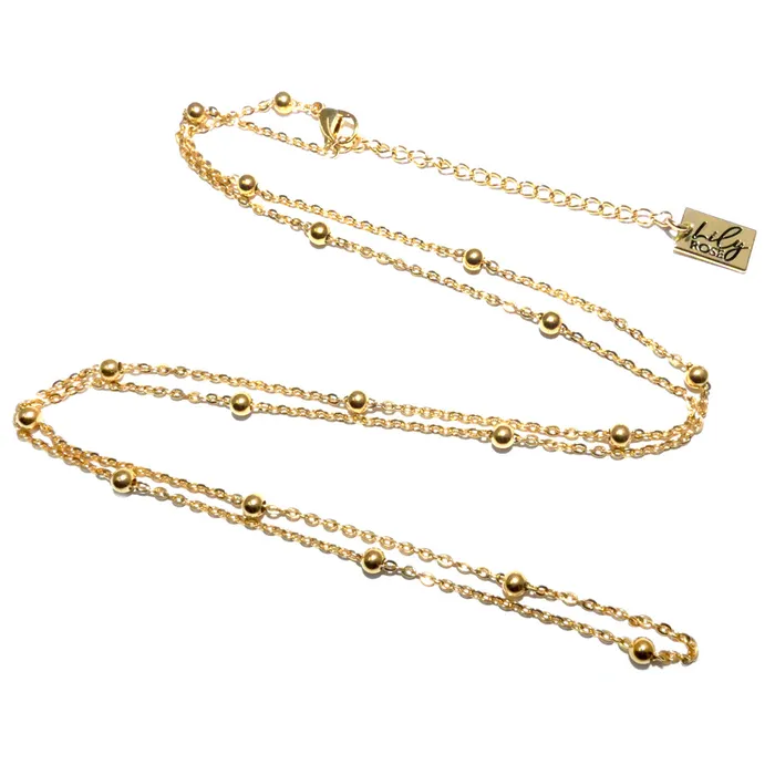 18K Gold Vermeil Satellite Bead Cable Chain Lily Rose Jewelry PreStyled Sets