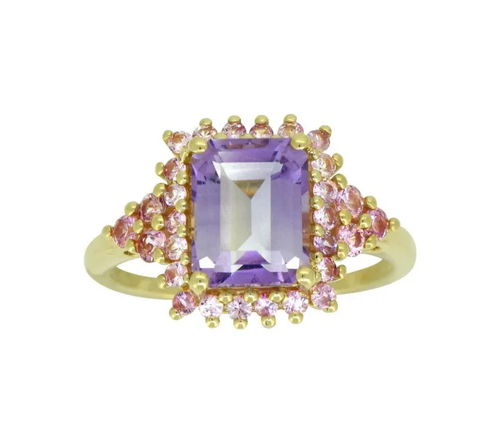 278 Ct Pink Amethyst Sapphire Solid 14k Yellow Gold Ring Jewelry YoTreasure Rings