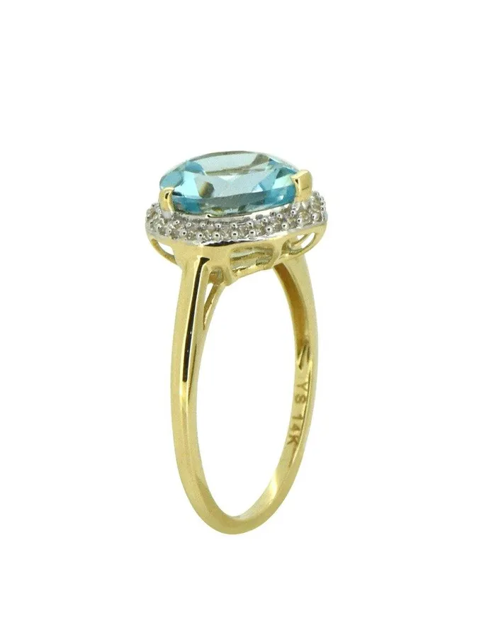 361 Ct Sky Blue Topaz White Zircon Solid 14k Yellow Gold Ring Jewelry YoTreasure Rings