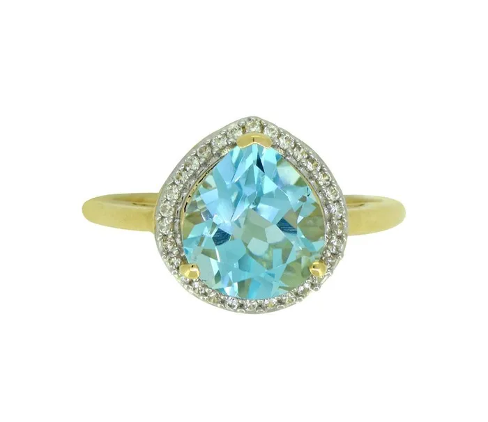 361 Ct Sky Blue Topaz White Zircon Solid 14k Yellow Gold Ring Jewelry YoTreasure Rings