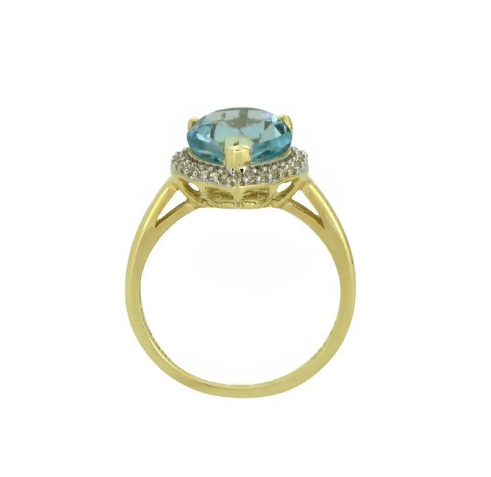 361 Ct Sky Blue Topaz White Zircon Solid 14k Yellow Gold Ring Jewelry YoTreasure Rings