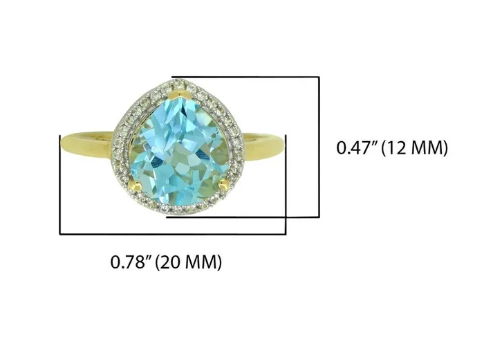 361 Ct Sky Blue Topaz White Zircon Solid 14k Yellow Gold Ring Jewelry YoTreasure Rings