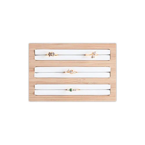 5 34 x 4 Wood White Leatherette 3 Row Ring Display Stand JPIDisplay Rings