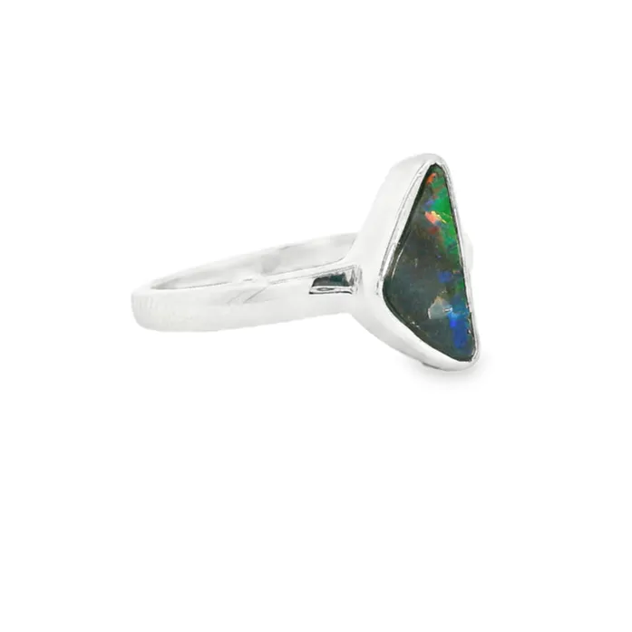 Australian Opal Boulder Ring set in Sterling Silver Australian Opal Cutters Rings