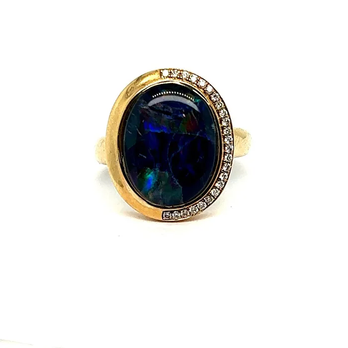 Australian Triplet Opal Ring Set in 925 Sterling Silver Australian Opal Cutters Rings