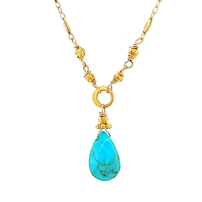 AVF Necklaces AVF Gold Turquoise Drop Necklace SI449