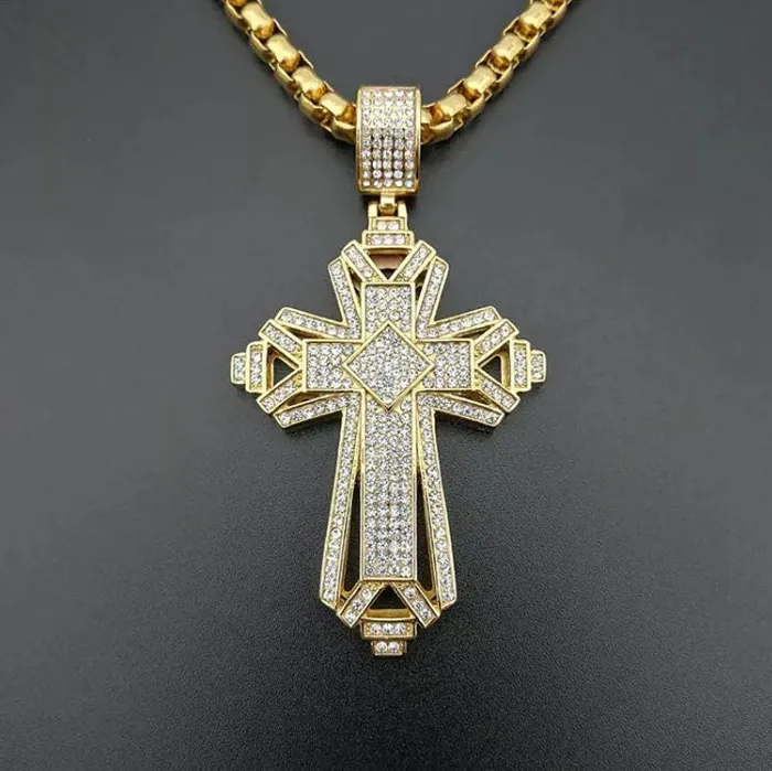 Big Diamond Cross Pendant Cross Pendant Mens Cross Necklace Gold Cross Necklace Cross Pendant and Necklace Iced Out Cross Pendant Minx London Necklaces