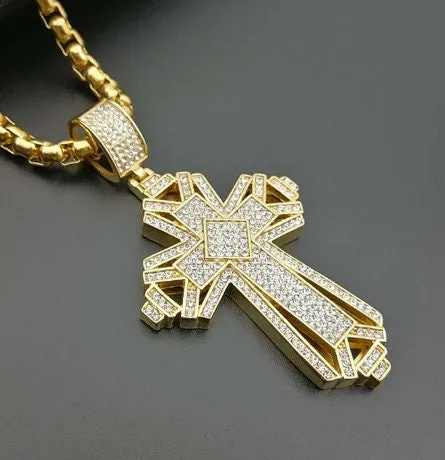 Big Diamond Cross Pendant Cross Pendant Mens Cross Necklace Gold Cross Necklace Cross Pendant and Necklace Iced Out Cross Pendant Minx London Necklaces