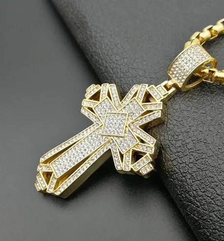 Big Diamond Cross Pendant Cross Pendant Mens Cross Necklace Gold Cross Necklace Cross Pendant and Necklace Iced Out Cross Pendant Minx London Necklaces