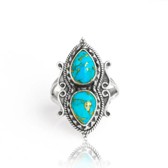 Blue Copper Turquoise Solid 925 Sterling Silver Designer Ring Jewelry YoTreasure Rings Blue Copper Turquoise Solid 925 Sterling Silver Designer Ring Jewelry YoTreasure Rings