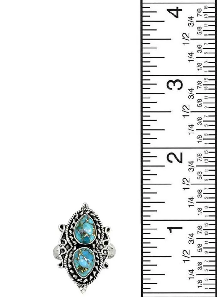 Blue Copper Turquoise Solid 925 Sterling Silver Designer Ring Jewelry YoTreasure Rings