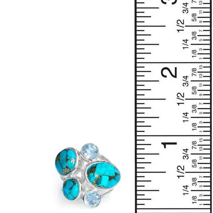 Blue Copper Turquoise Solid 925 Sterling Silver Designer Ring Jewelry YoTreasure Rings