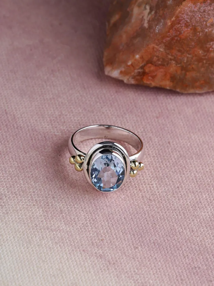 Blue Topaz Solid 925 Sterling Silver Brass Ring Jewelry YoTreasure Rings