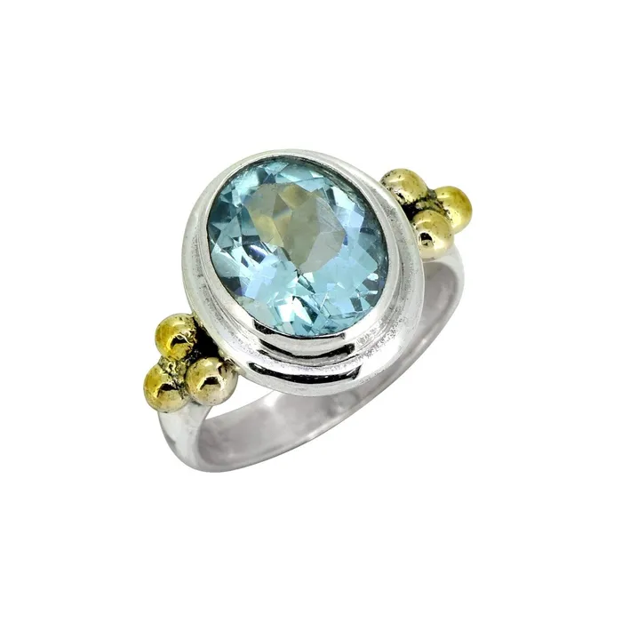 Blue Topaz Solid 925 Sterling Silver Brass Ring Jewelry YoTreasure Rings
