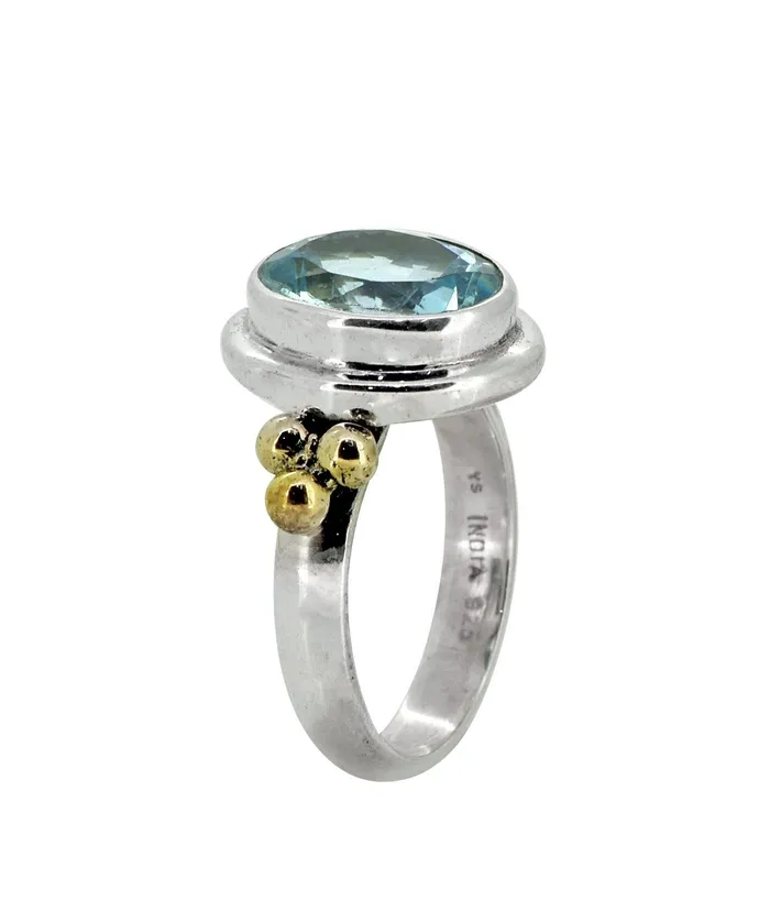 Blue Topaz Solid 925 Sterling Silver Brass Ring Jewelry YoTreasure Rings