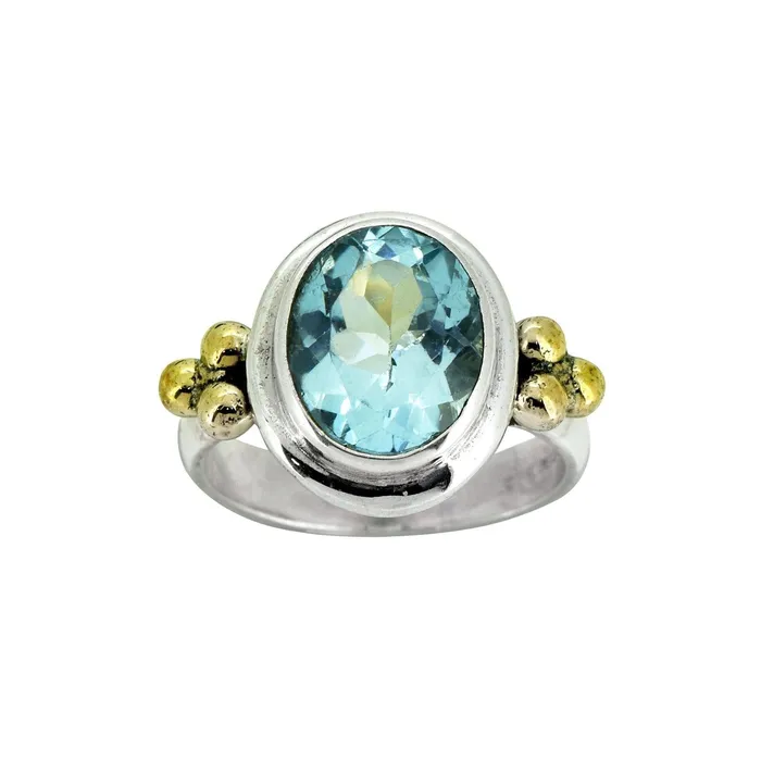 Blue Topaz Solid 925 Sterling Silver Brass Ring Jewelry YoTreasure Rings