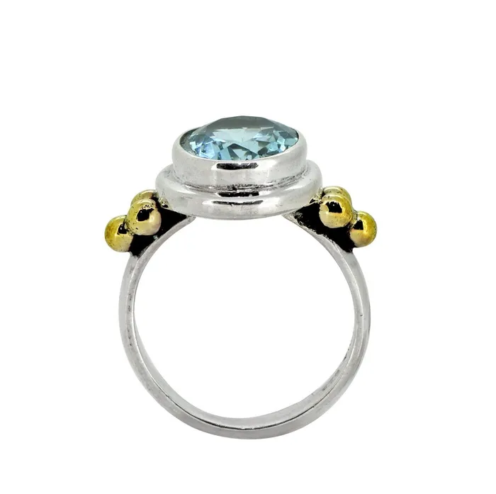 Blue Topaz Solid 925 Sterling Silver Brass Ring Jewelry YoTreasure Rings