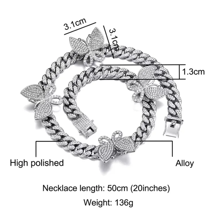 Butterfly Necklace Butterfly Pendant Butterfly Bracelet Womens Iced Out Chain Womens Cuban Chain Womens Diamond Necklace Jewelry Minx London Necklaces