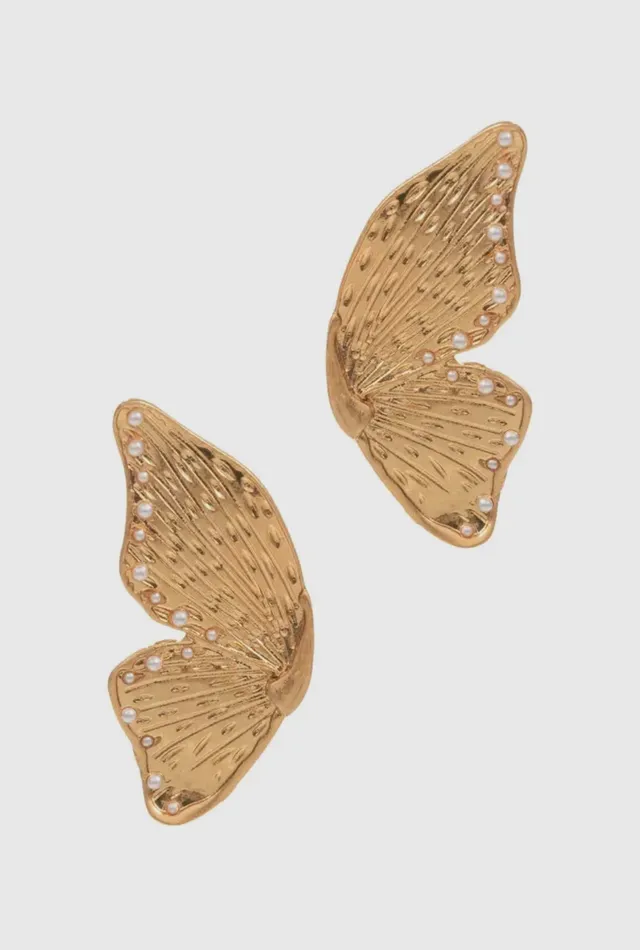 Butterfly Pearl Post Earrings Folklore Tradition Earrings