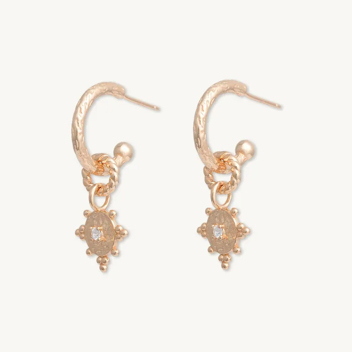 Camile Stone Earrings Boho Sapphire Dangle Molten Huggie Earrings