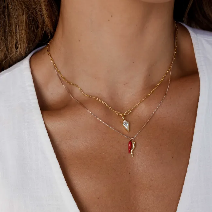 Camile Stone Necklaces Drop Spike Link Necklace