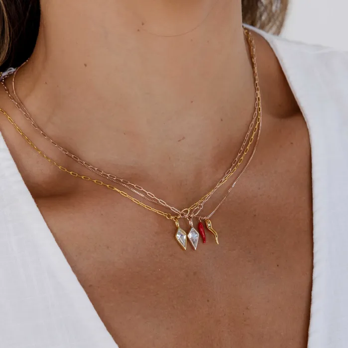 Camile Stone Necklaces Drop Spike Link Necklace