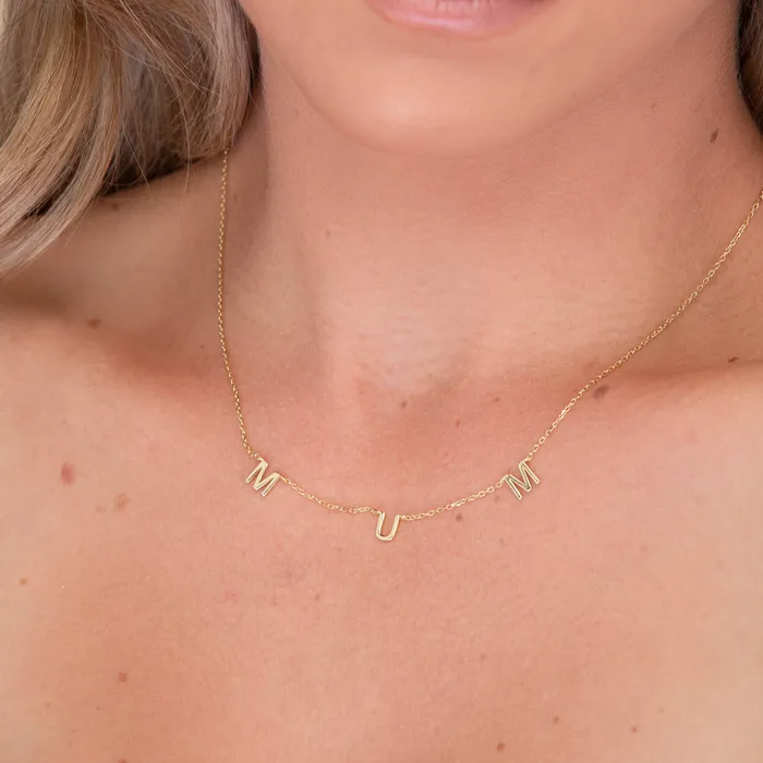 Camile Stone Necklaces MUM Letter Initial Necklace