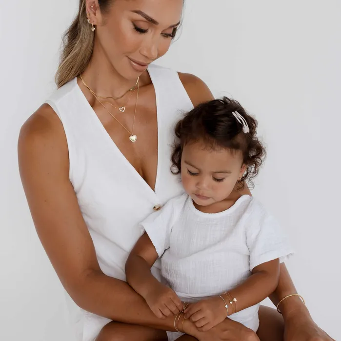 Camile Stone Necklaces Open Heart Chain Necklace