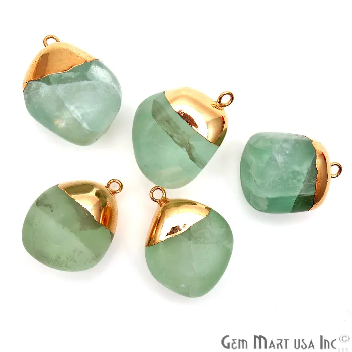 Charm Necklaces GemMartUSA Rough Aquamarine Gemstone 24x18mm Silver Edged Bracelets Charm Single Bail Connectors