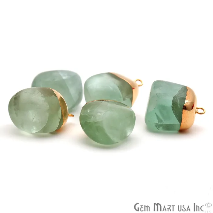 Charm Necklaces GemMartUSA Rough Aquamarine Gemstone 24x18mm Silver Edged Bracelets Charm Single Bail Connectors