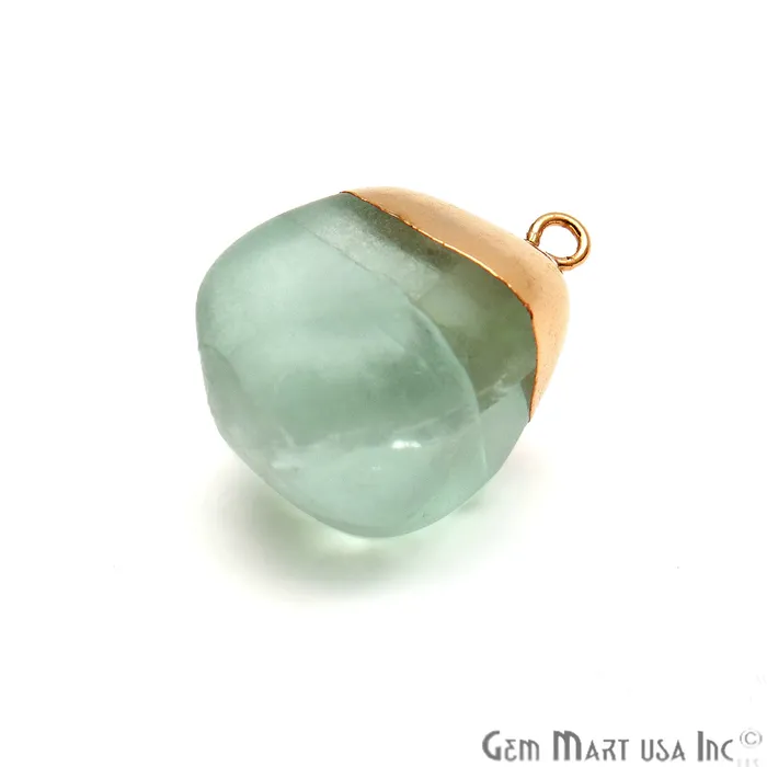 Charm Necklaces GemMartUSA Rough Aquamarine Gemstone 24x18mm Silver Edged Bracelets Charm Single Bail Connectors